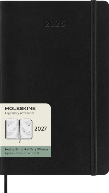 Moleskine 12 Monate Wochen Notizkalender 2027, Large/A5, 1 Wo = 2 Seiten, linierte Seiten, Weicher Einband, Schwarz - 