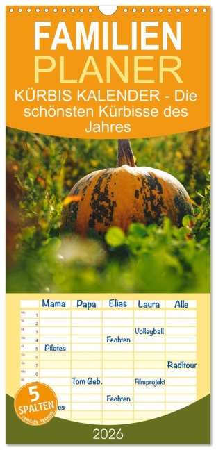 Familienplaner 2026 - KÜRBIS KALENDER - Die schönsten Kürbisse des Jahres mit 5 Spalten (Wandkalender, 21 x 45 cm) CALVENDO - Michael Bihlmayer - Bihlmayer-MEDIA