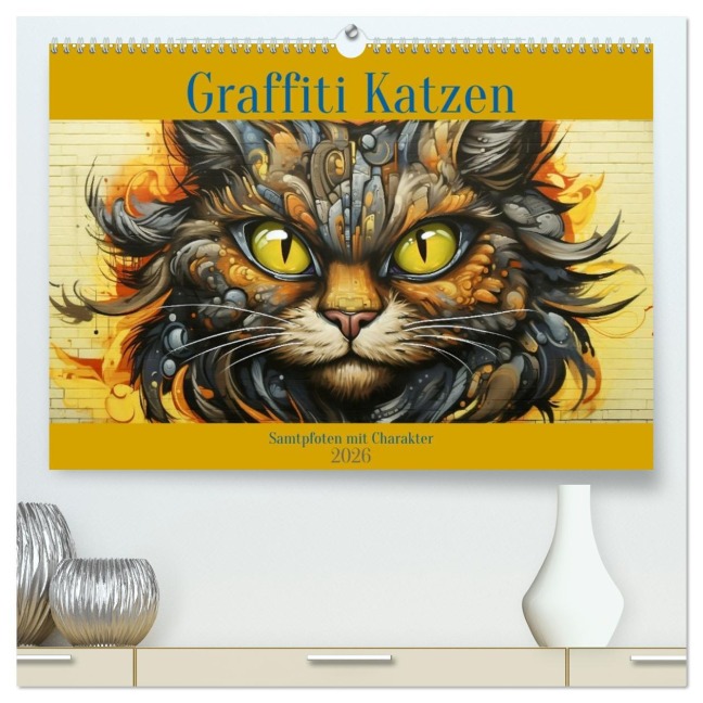 Graffiti Katzen (hochwertiger Premium Wandkalender 2026 DIN A2 quer), Kunstdruck in Hochglanz - Daniela Tapper