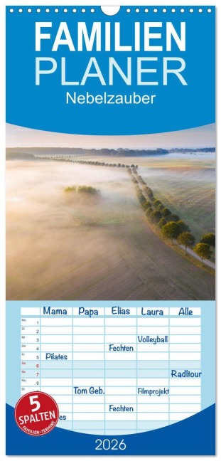 Familienplaner 2026 - Nebelzauber mit 5 Spalten (Wandkalender, 21 x 45 cm) CALVENDO - Peter Schürholz