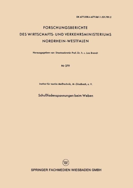 Schußfadenspannungen beim Weben - M-. Gladbach Institut für textile Me?technik