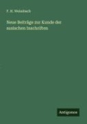 Cover-Bild zum Titel 'Neue Beiträge zur Kunde der susischen Inschriften' von 'F. H. Weissbach'