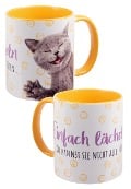 mug - Katze -lächeln -inner yellow - 