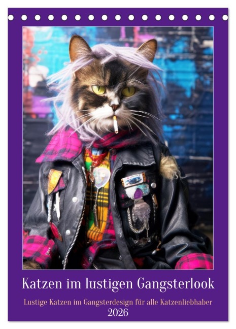Katzen im lustigen Gangsterlook (Tischkalender 2026 DIN A5 hoch), CALVENDO Monatskalender - Peter Rübsamen