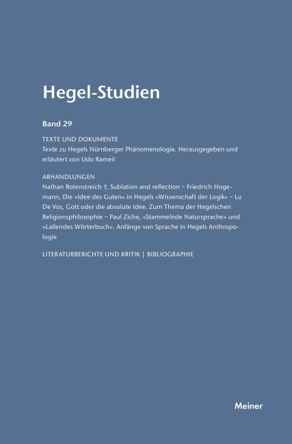 Hegel-Studien / Hegel-Studien, Band 29 - 