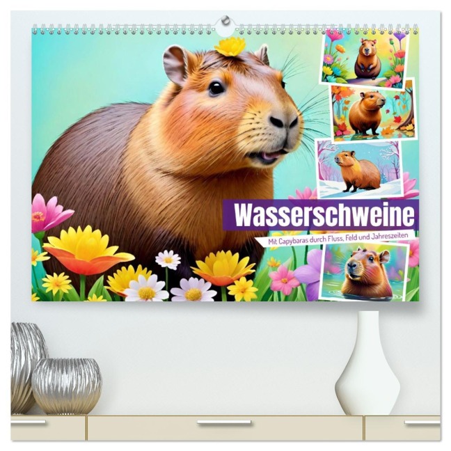 Wasserschweine. Mit Capybaras durch Fluss, Feld und Jahreszeiten (hochwertiger Premium Wandkalender 2026 DIN A2 quer), Kunstdruck in Hochglanz - Steffani Lehmann
