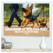 Schäferhund im fröhlichen Dienst (hochwertiger Premium Wandkalender 2026 DIN A2 quer), Kunstdruck in Hochglanz - Kerstin Waurick