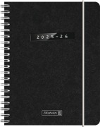 BRUNNEN Schülerkalender (2025/2026) "Monochrome", 2 Seiten = 1 Woche, A6, 208 Seiten, Naturkarton-Umschlag, schwarz - 