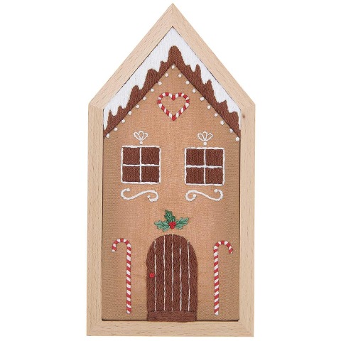 Stickpackung vorgezeichnet, Lebkuchenhaus, klein, inkl. Dekostickrahmen, 9x18cm - 