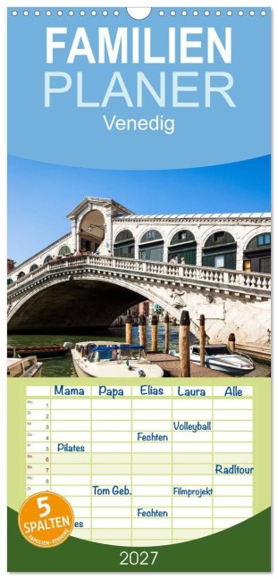 Familienplaner 2027 - Venedig mit 5 Spalten (Wandkalender, 21 x 45 cm) CALVENDO - Markus Gann (Magann)