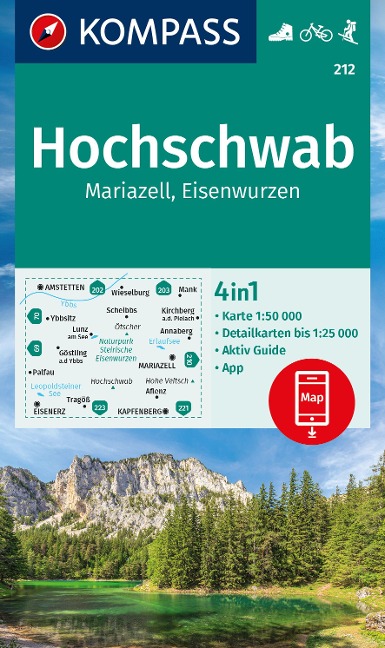 KOMPASS Wanderkarte 212 Hochschwab, Mariazell, Eisenwurzen 1:50.000 - 