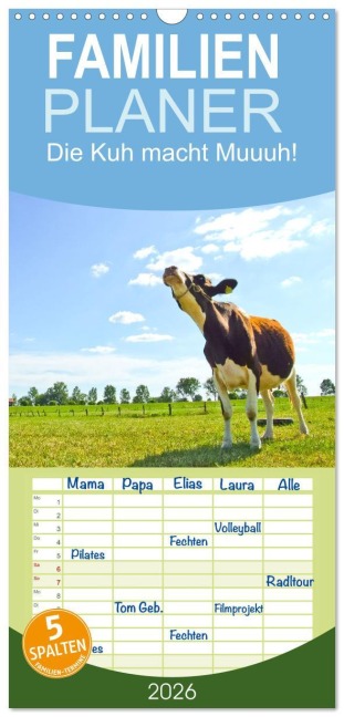 Familienplaner 2026 - Die Kuh macht Muuuh! mit 5 Spalten (Wandkalender, 21 x 45 cm) CALVENDO - Carola Vahldiek