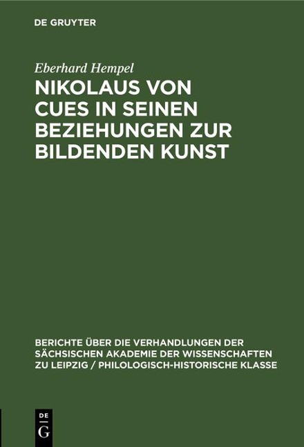 Nikolaus von Cues in seinen Beziehungen zur bildenden Kunst - Eberhard Hempel