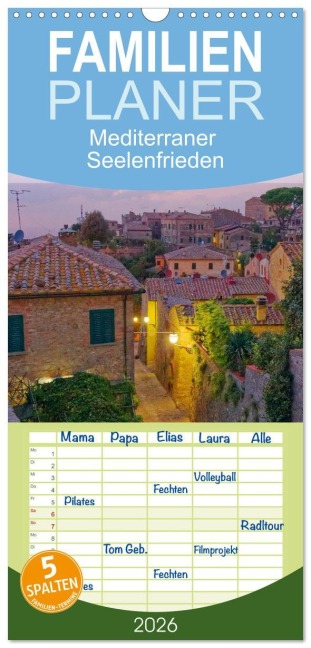 Familienplaner 2026 - Mediterraner Seelenfrieden mit 5 Spalten (Wandkalender, 21 x 45 cm) CALVENDO - Askson Vargard