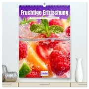 Cover-Bild zum Titel 'Fruchtige Erfrischung - Küchenkalender mit bunten Früchten im Wasser (hochwertiger Premium Wandkalender 2026 DIN A2 hoch), Kunstdruck in Hochglanz' von 'Mb Fotografie'