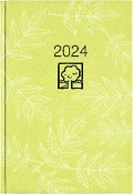 Buchkalender grün 2024 - Bürokalender 14,5x21 cm - 1 Tag auf 1 Seite - Kartoneinband, Recyclingpapier - Stundeneinteilung 7 - 19 Uhr - 876-0713 - 