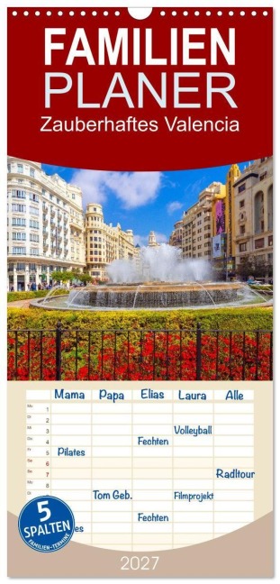 Familienplaner 2027 - Zauberhaftes Valencia mit 5 Spalten (Wandkalender, 21 x 45 cm) CALVENDO - Christa Kramer