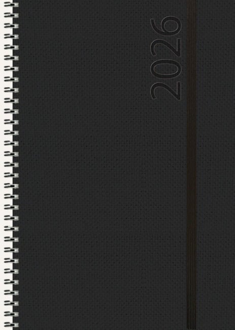 Buchkalender Wochentimer Spirale schwarz 2026 - 