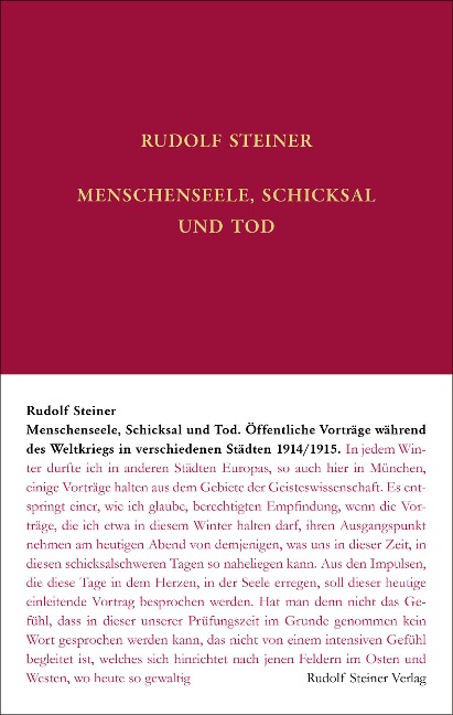 Menschenseele, Schicksal und Tod - Rudolf Steiner