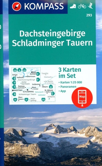 KOMPASS Wanderkarten-Set 293 Dachsteingebirge, Schladminger Tauern (3 Karten) 1:25.000 - 
