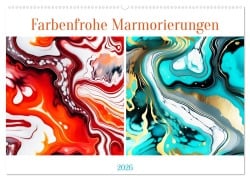 Cover-Bild zum Titel 'Farbenfrohe Marmorierungen (Wandkalender 2026 DIN A2 quer), CALVENDO Monatskalender' von 'Martina Marten'