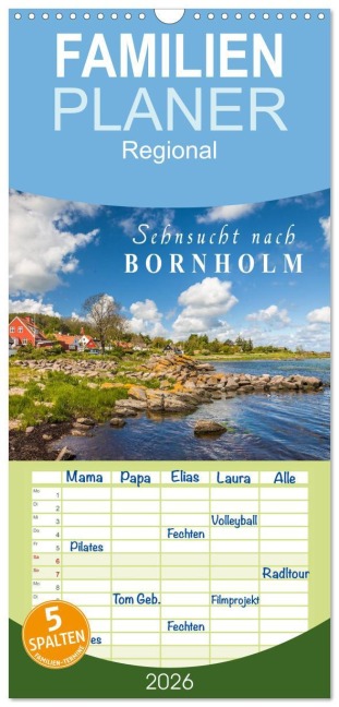 Familienplaner 2026 - Sehnsucht nach Bornholm mit 5 Spalten (Wandkalender, 21 x 45 cm) CALVENDO - Christian Müringer