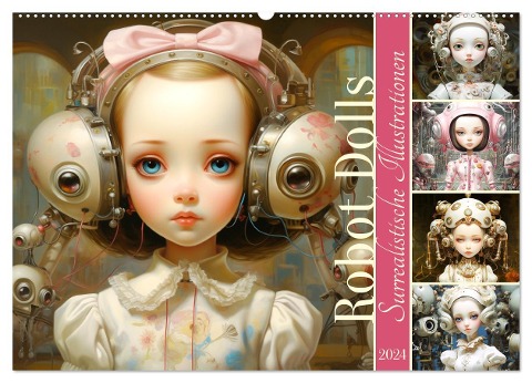 Roboter Puppen. Surrealistische Illustrationen (Wandkalender 2024 DIN A2 quer), CALVENDO Monatskalender - Rose Hurley