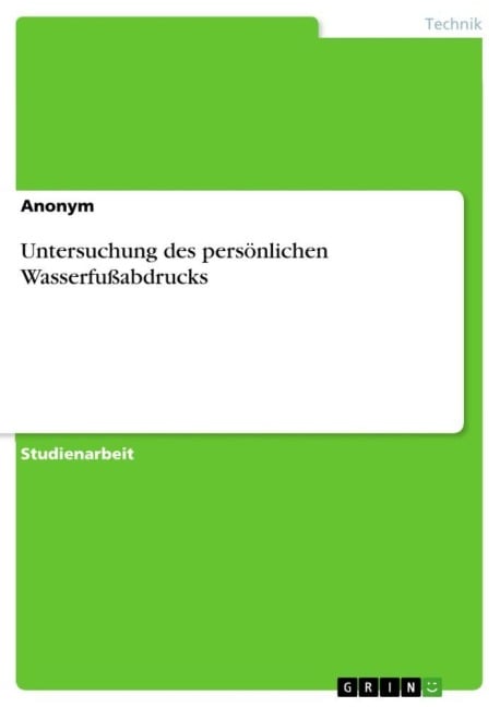 Untersuchung des persönlichen Wasserfußabdrucks - Anonymous