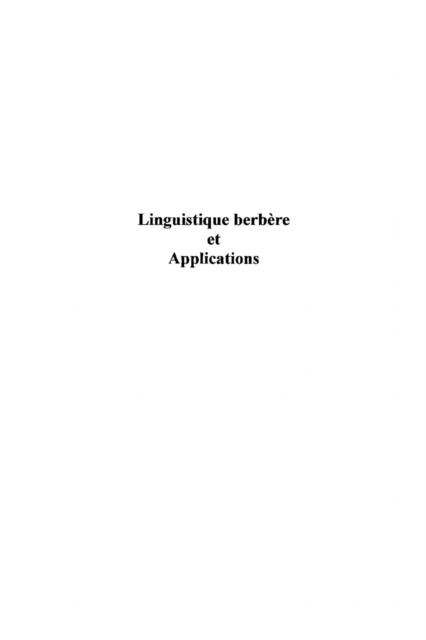 Linguistique berbere et applications - Nait-Zerrad Kamal