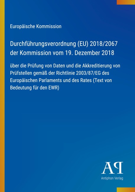 Durchführungsverordnung (EU) 2018/2067 der Kommission vom 19. Dezember 2018 - Europäische Kommission