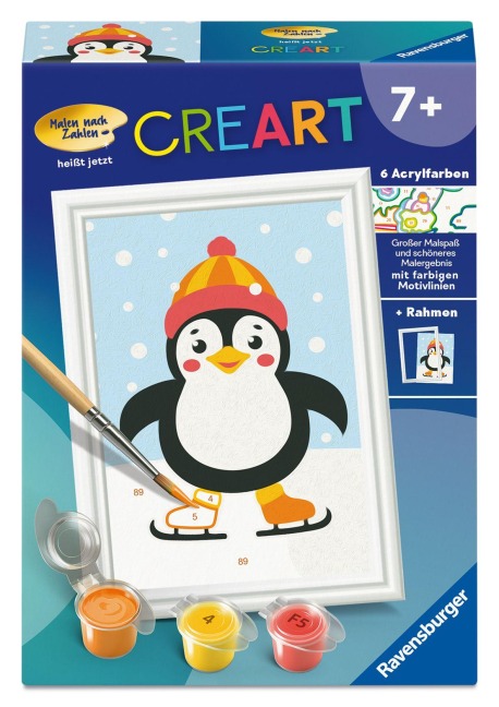 CreArt, Malen nach Zahlen Kinder - Pinguin im Schnee - 