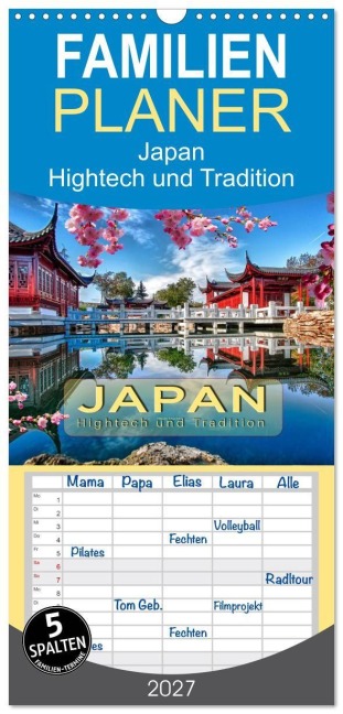 Familienplaner 2027 - Japan - Hightech und Tradition mit 5 Spalten (Wandkalender, 21 x 45 cm) CALVENDO - Peter Roder