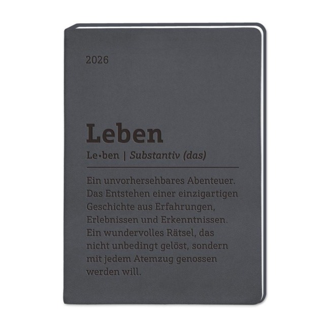 Terminplaner Lederlook 2026 Schwarz - 