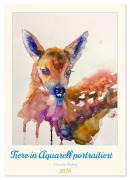 Cover-Bild zum Titel 'Tiere in Aquarell portraitiert (Wandkalender 2026 DIN A4 hoch), CALVENDO Monatskalender' von 'Claudia Pinkau'