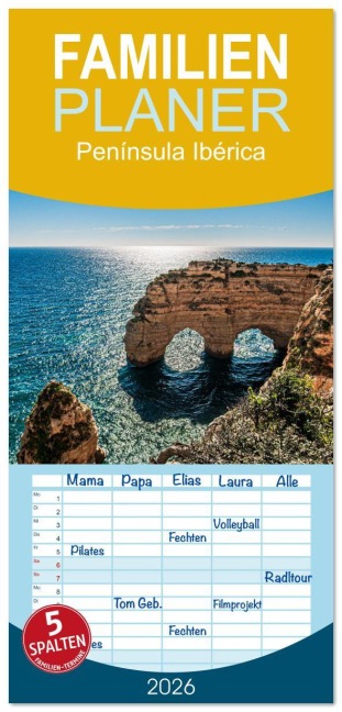 Familienplaner 2026 - Península Ibérica mit 5 Spalten (Wandkalender, 21 x 45 cm) CALVENDO - Dirk Sulima