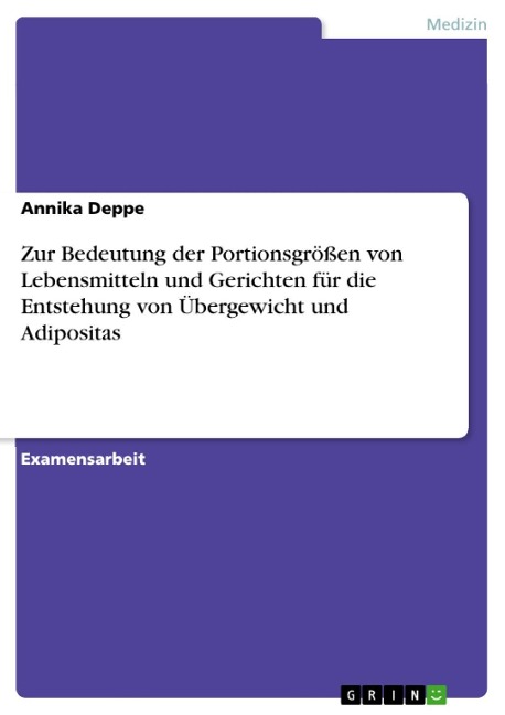 Zur Bedeutung der Portionsgrößen von Lebensmitteln und Gerichten für die Entstehung von Übergewicht und Adipositas - Annika Deppe