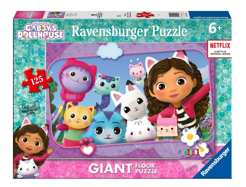 Ravensburger Kinderpuzzle 05728 - Gabby's Puppenhaus: Katzenfreunde - großes Bodenpuzzle mit 125 Puzzleteilen, für Puzzle-Freunde und Gabby-Fans ab 6 Jahren - 