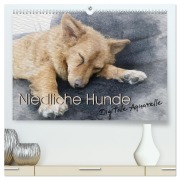 Cover-Bild zum Titel 'Niedliche Hunde - Digitale Aquarelle (hochwertiger Premium Wandkalender 2026 DIN A2 quer), Kunstdruck in Hochglanz' von 'Foto Film Jasmin Hahn'