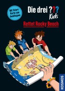 Cover-Bild zum Titel 'Die drei ??? Kids, Rettet Rocky Beach (drei Fragezeichen Kids)' von 'Ulf Blanck, Boris Pfeiffer'