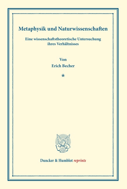 Metaphysik und Naturwissenschaften - Erich Becher