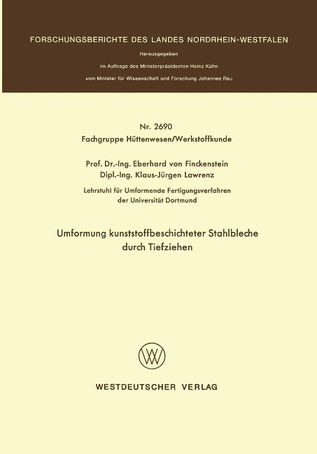 Umformung kunststoffbeschichteter Stahlbleche durch Tiefziehen - Eberhard ~von&xc Finckenstein