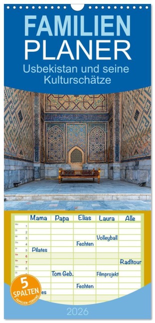 Familienplaner 2026 - Usbekistan und seine Kulturschätze mit 5 Spalten (Wandkalender, 21 x 45 cm) CALVENDO - Karin Stein