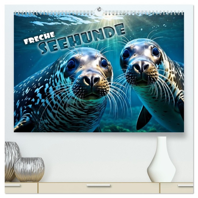 Freche Seehunde (hochwertiger Premium Wandkalender 2026 DIN A2 quer), Kunstdruck in Hochglanz - Renate Utz