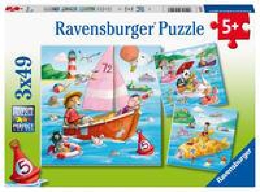 Ravensburger Kinderpuzzle - 05720 Auf dem Wasser - 3x49 Teile Puzzle für Kinder ab 5 Jahren - 