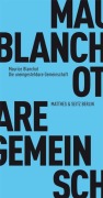 Cover-Bild zum Titel 'Die uneingestehbare Gemeinschaft' von 'Maurice Blanchot'