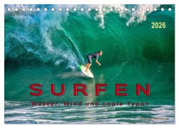 Cover-Bild zum Titel 'Surfen - Wasser, Wind und coole Typen (Tischkalender 2026 DIN A5 quer), CALVENDO Monatskalender' von 'Peter Roder'