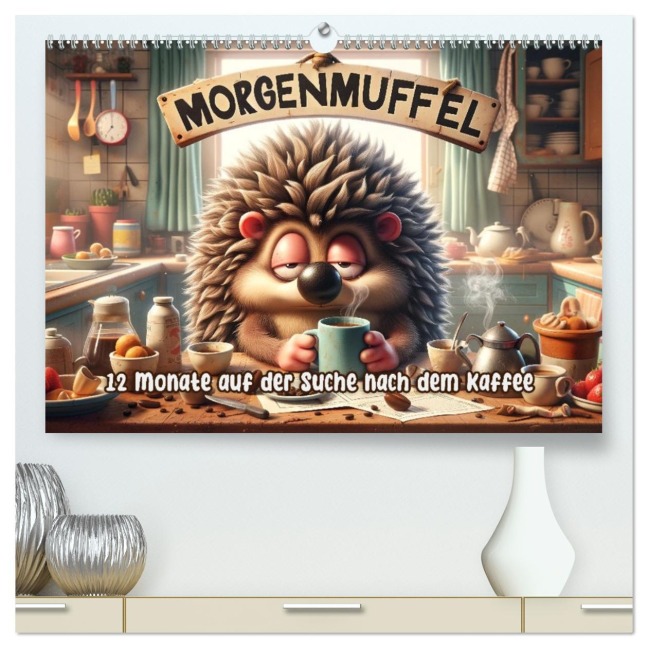Morgenmuffel: 12 Monate auf der Suche nach dem Kaffee (hochwertiger Premium Wandkalender 2026 DIN A2 quer), Kunstdruck in Hochglanz - Artefacti Artefacti
