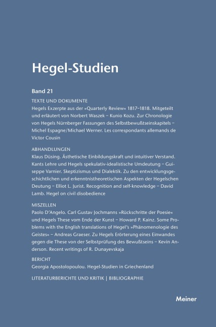 Hegel-Studien / Hegel-Studien Band 21 (1986) - 