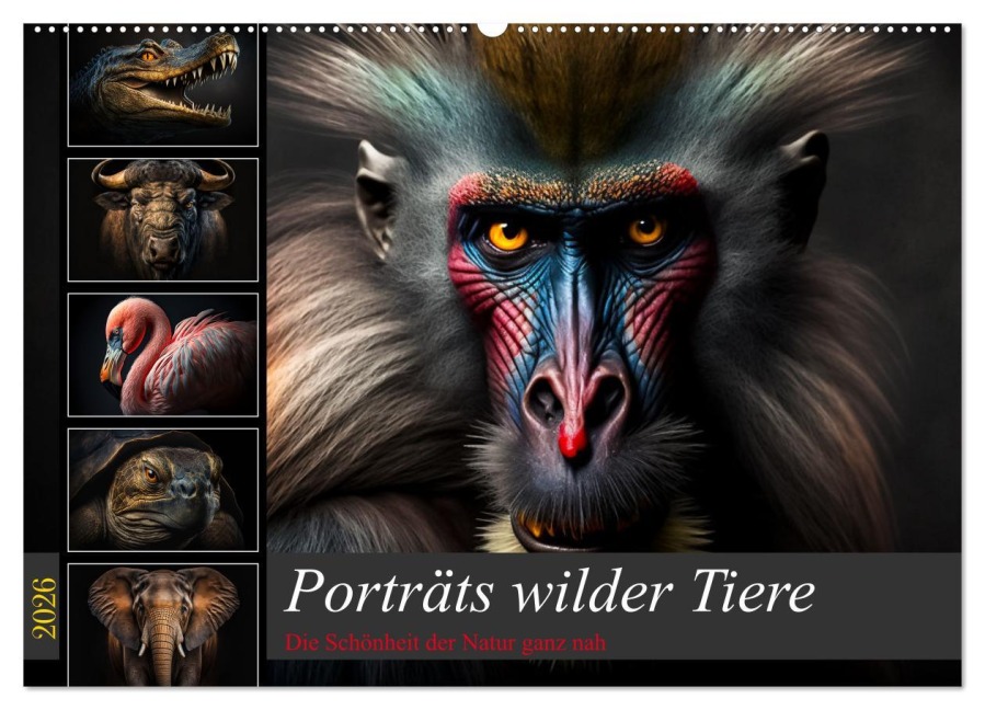Porträts wilder Tiere (Wandkalender 2026 DIN A2 quer), CALVENDO Monatskalender - Dirk Meutzner