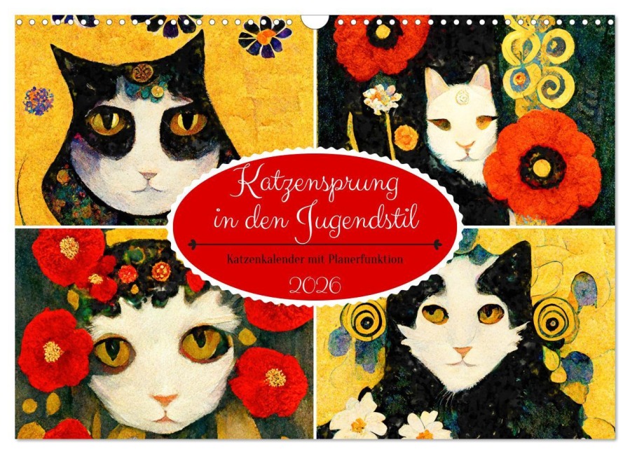 Katzensprung in den Jugendstil (Wandkalender 2026 DIN A3 quer), CALVENDO Monatskalender - Anja Frost